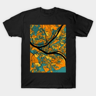 Pittsburgh Map Pattern in Orange & Teal T-Shirt